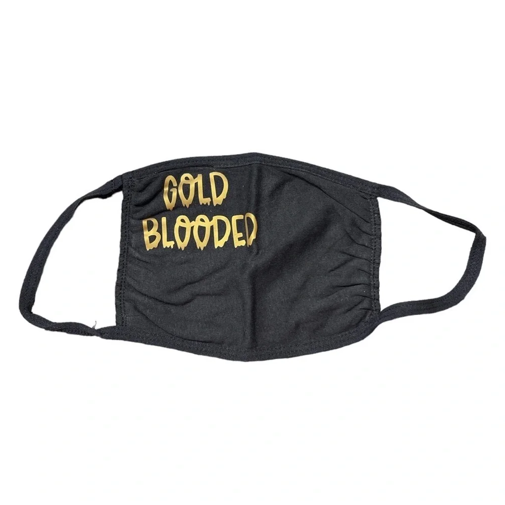 GOLD BLOODED San Francisco 49ers Two Layer Black Fabric Mask NWOT